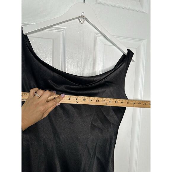 Birdy Grey Women's Size S Black Midi Slip Dress Satin Formal Lined - Picture 9 of 11